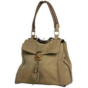 Chloé Chloe logo handbag, shoulder bag, leather, beige, women's